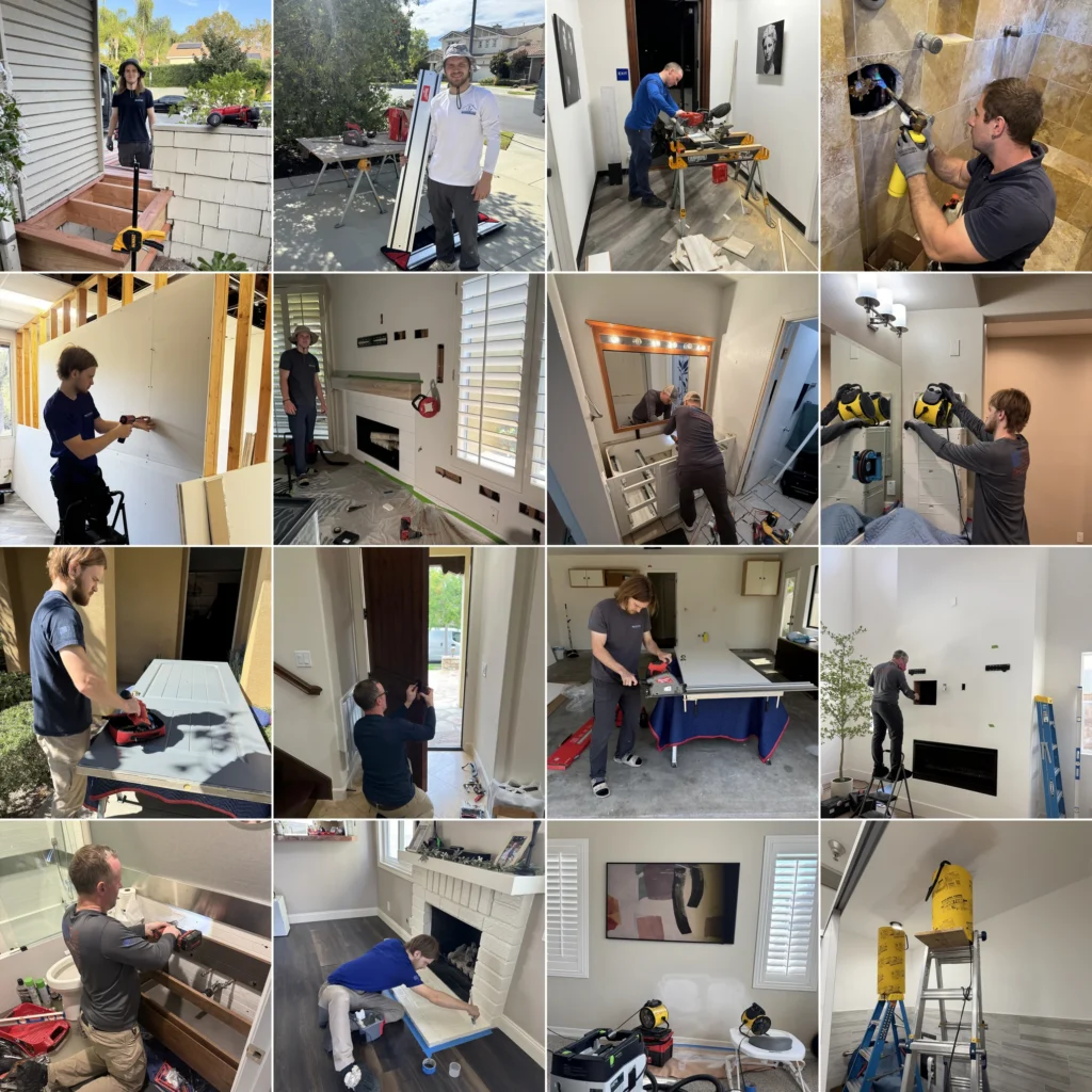 Best Fix Price handyman team at work in Irvine and Orange County — plumbing, drywall, electrical, carpentry and home repair projects