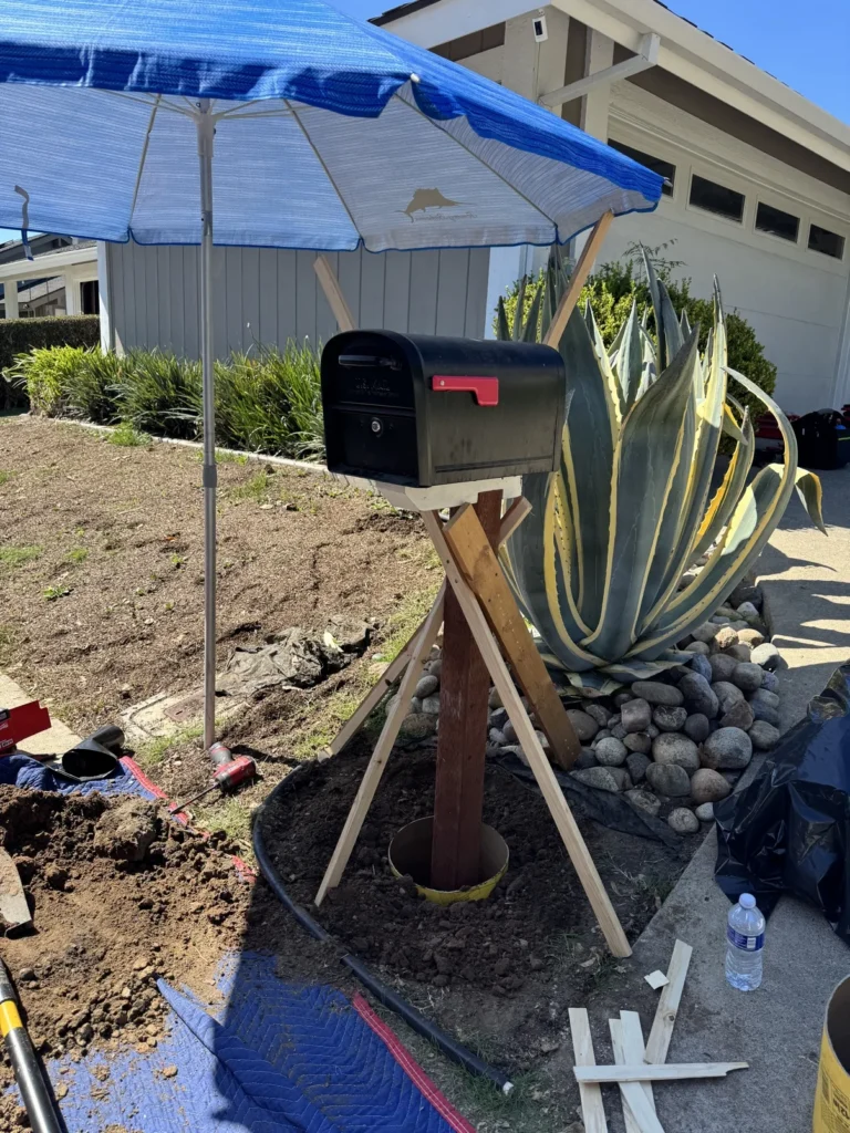 Mailbox post installation in concrete
